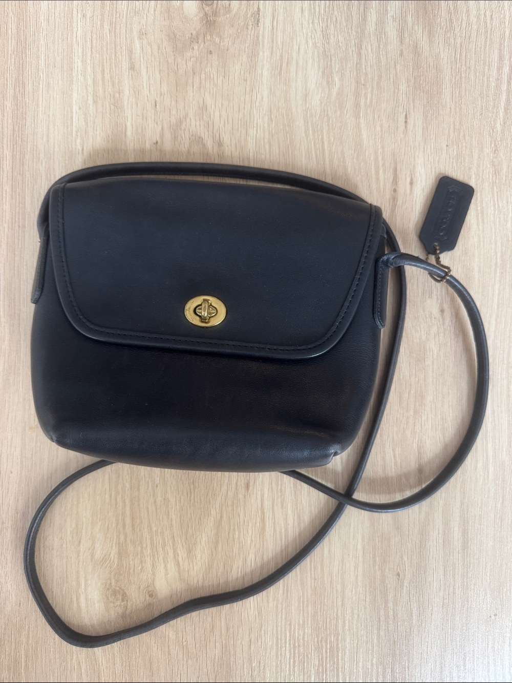 Vintage Coach Black Leather Crossbody Bag